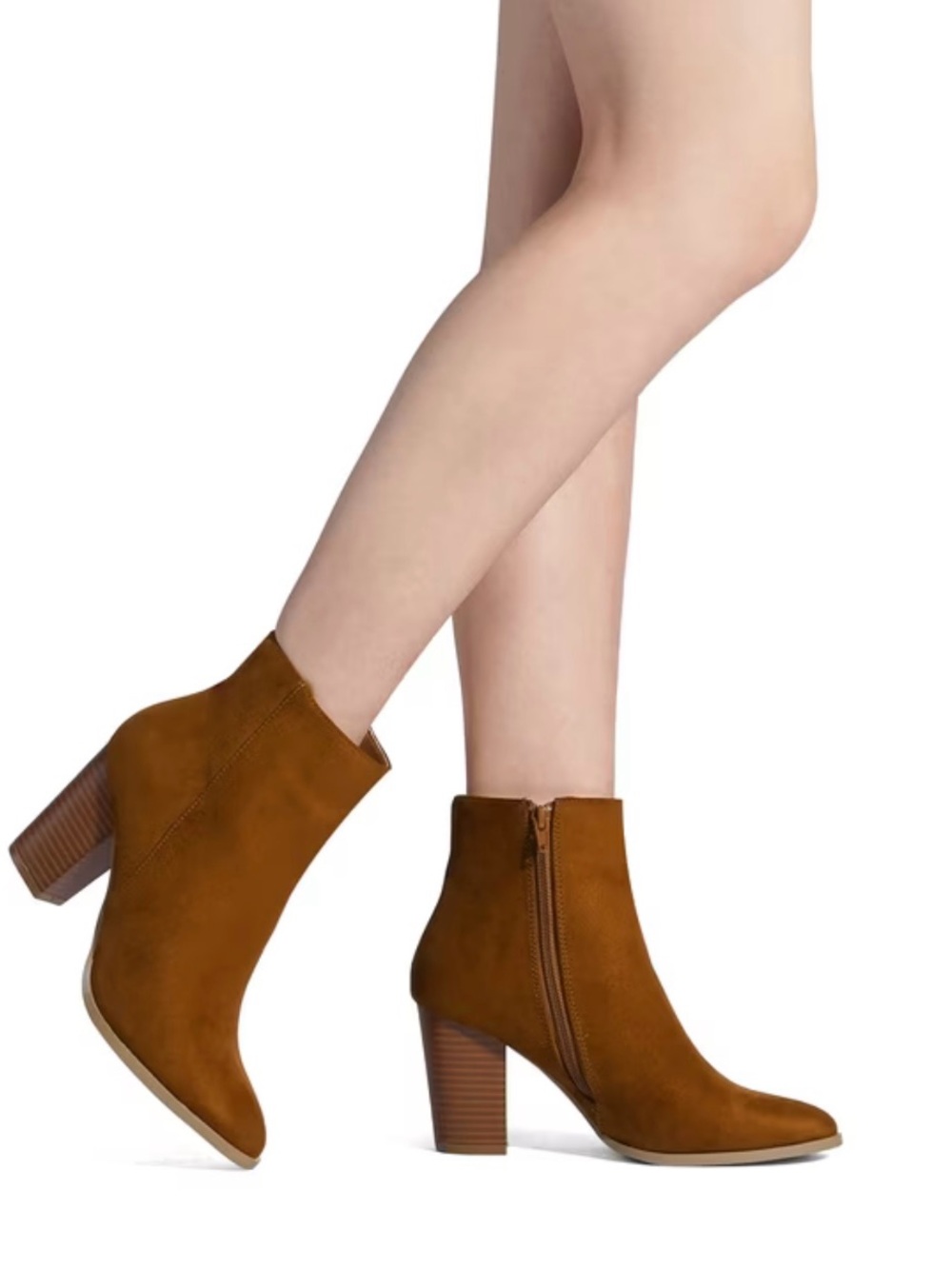 NWOT Dream Pairs Tan Suede Block Heel Ankle Boots